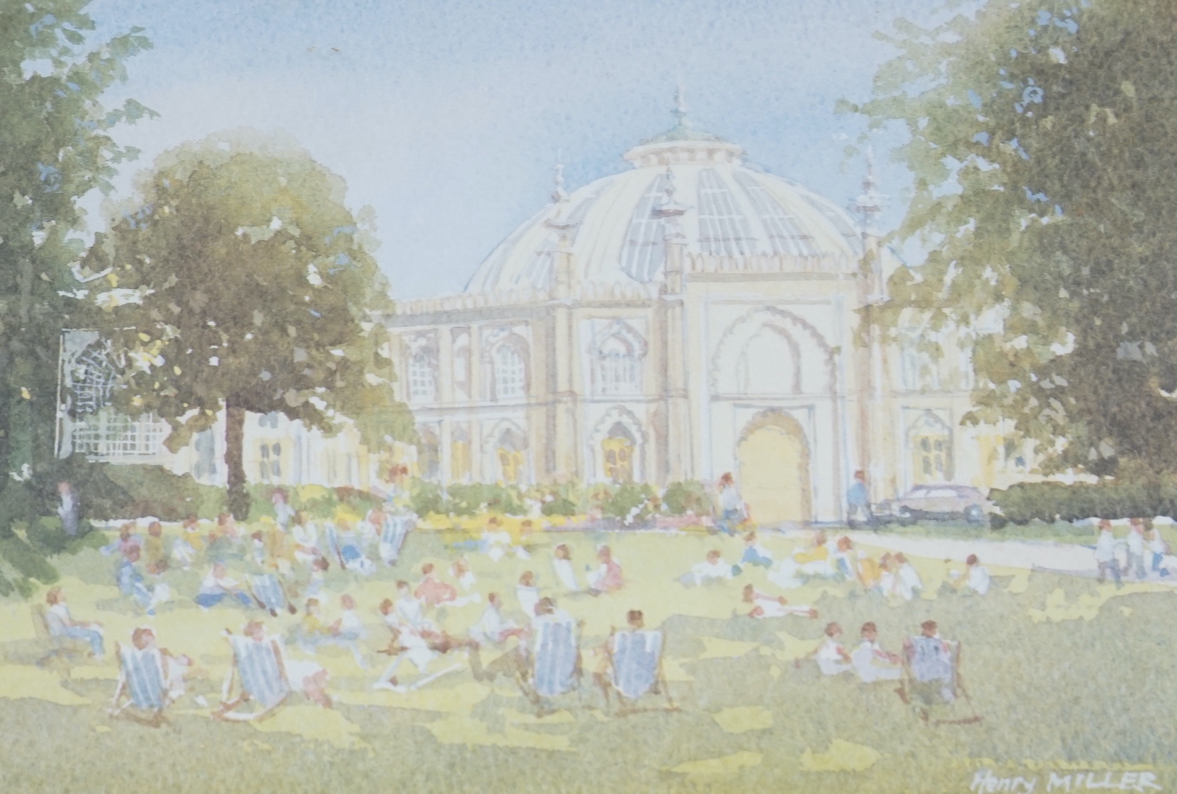 Henry Miller, colour print, The Dome, Brighton, signed in pencil, limited edition 129/850, details verso, 19.5 x 26.5cm